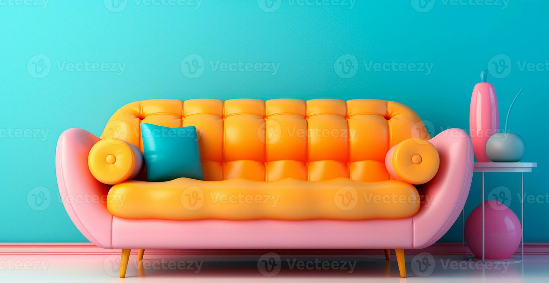 stilvoll modern Sofa, Pastell- hell Hintergrund - - ai generiert Bild foto