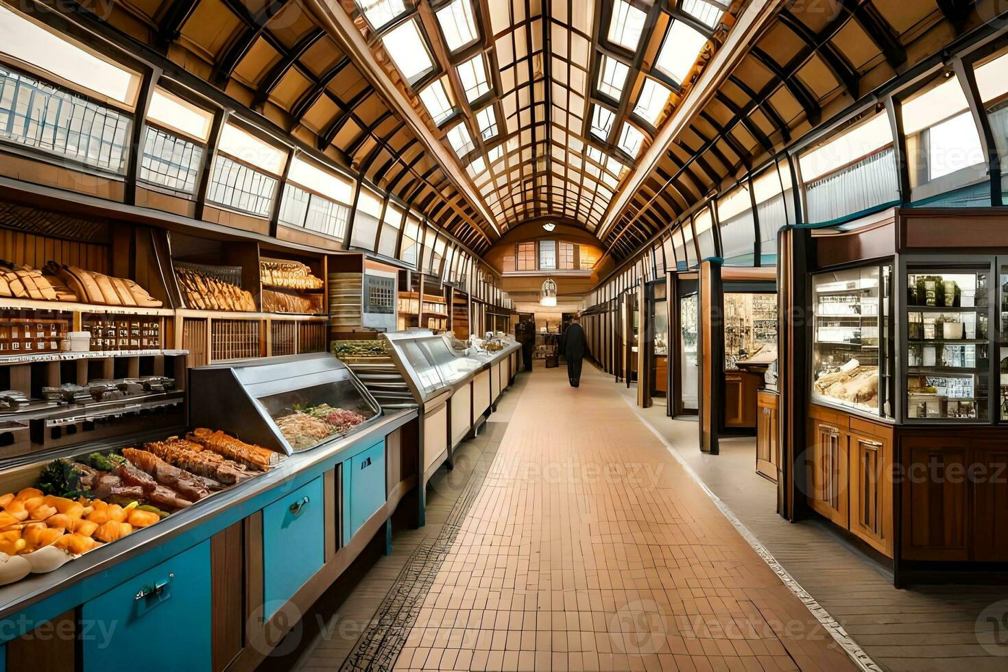 das Innerhalb von ein Bäckerei mit viele von Lebensmittel. KI-generiert foto