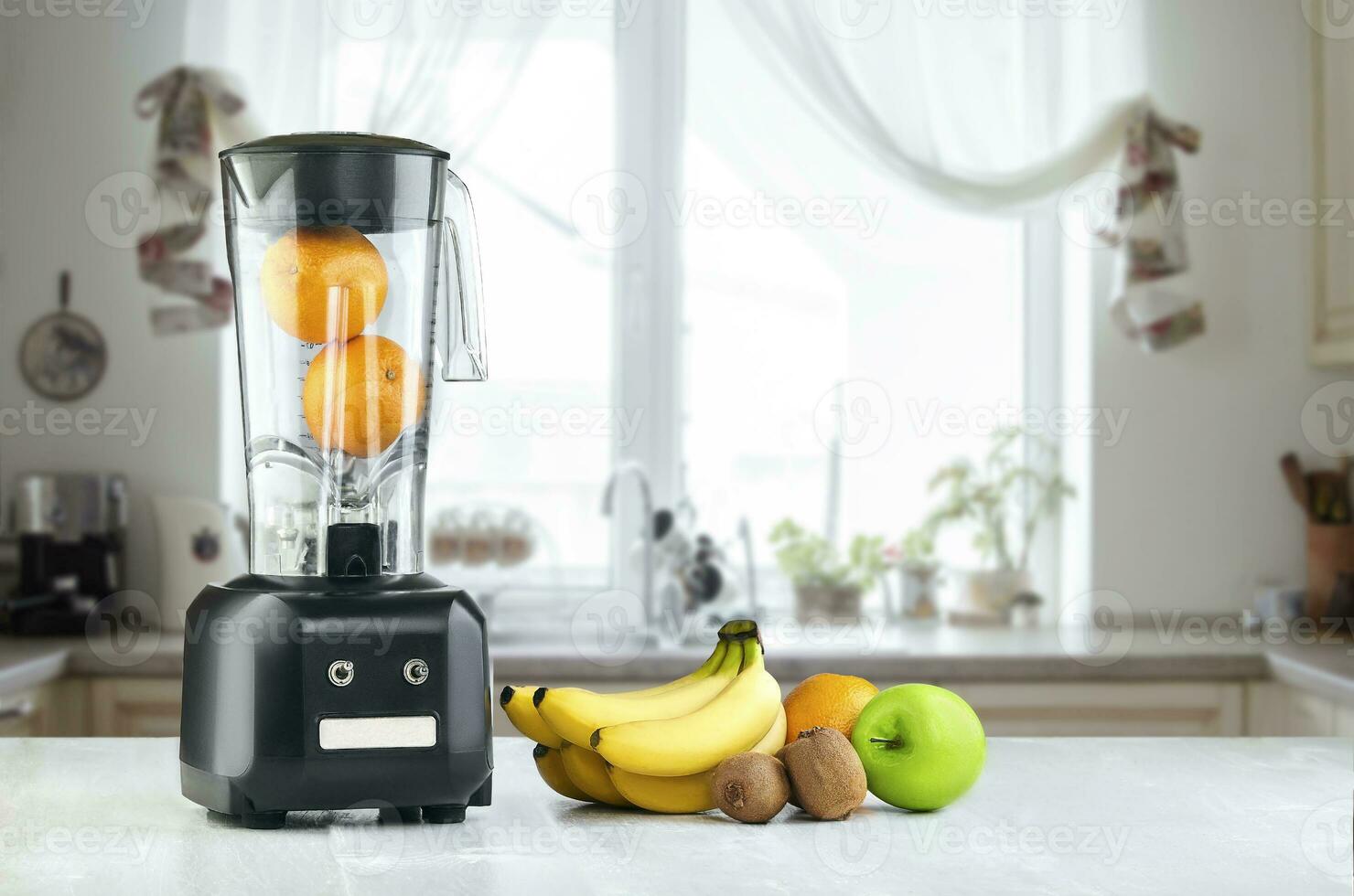 Mixer, Früchte und Küche Raum foto