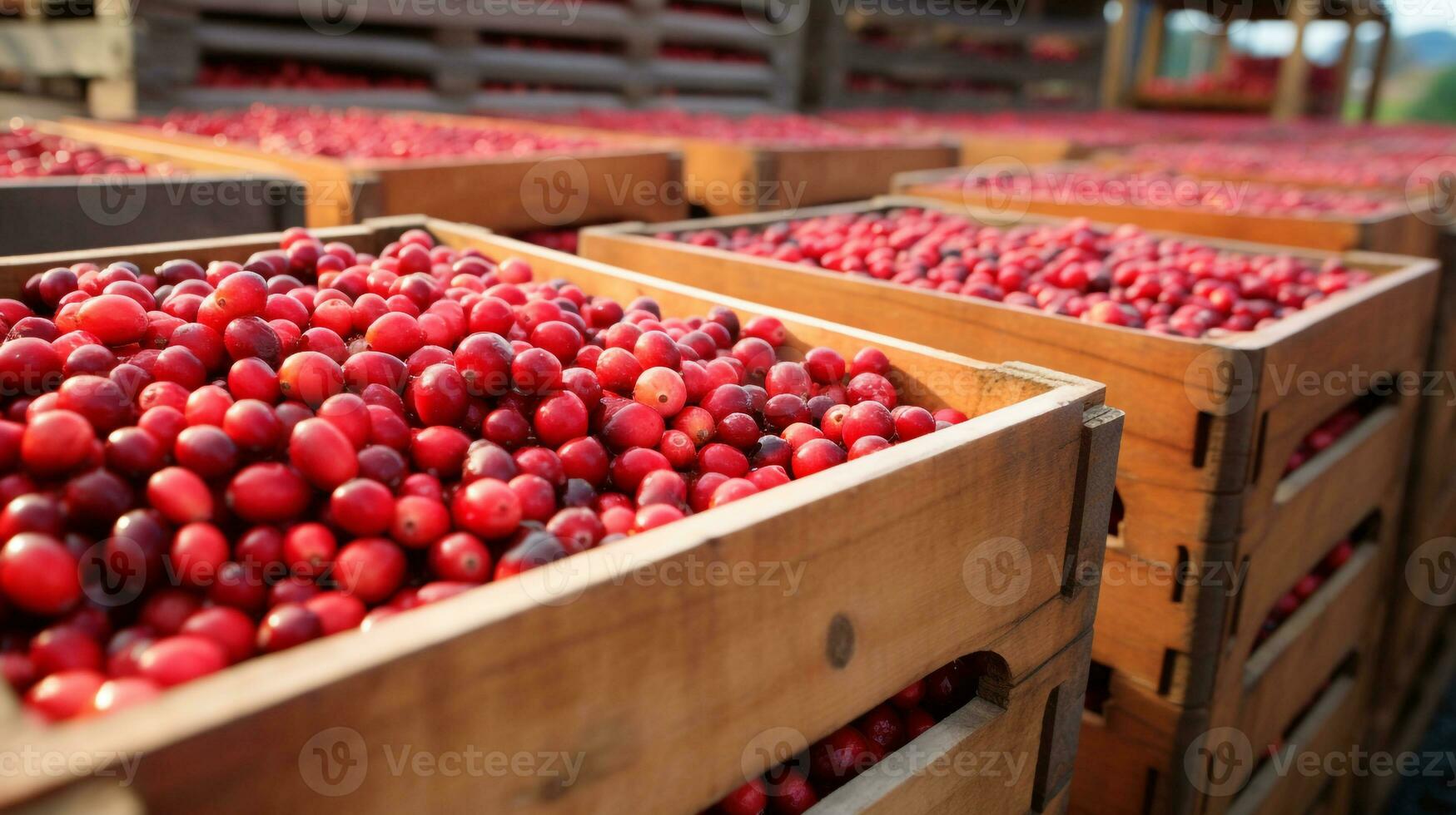 frisch gepflückt Cranberry Obst von Garten platziert im das Boxen. generativ ai foto