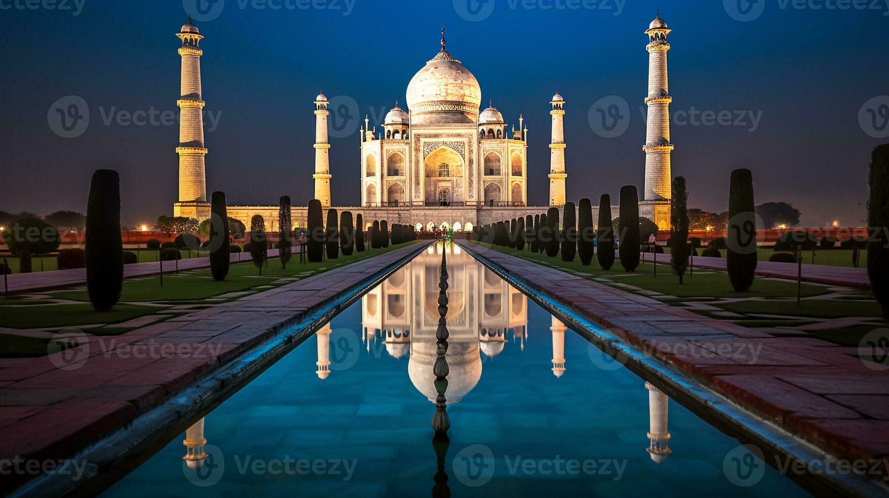 Nacht Aussicht von das taj Mahal. generativ ai foto