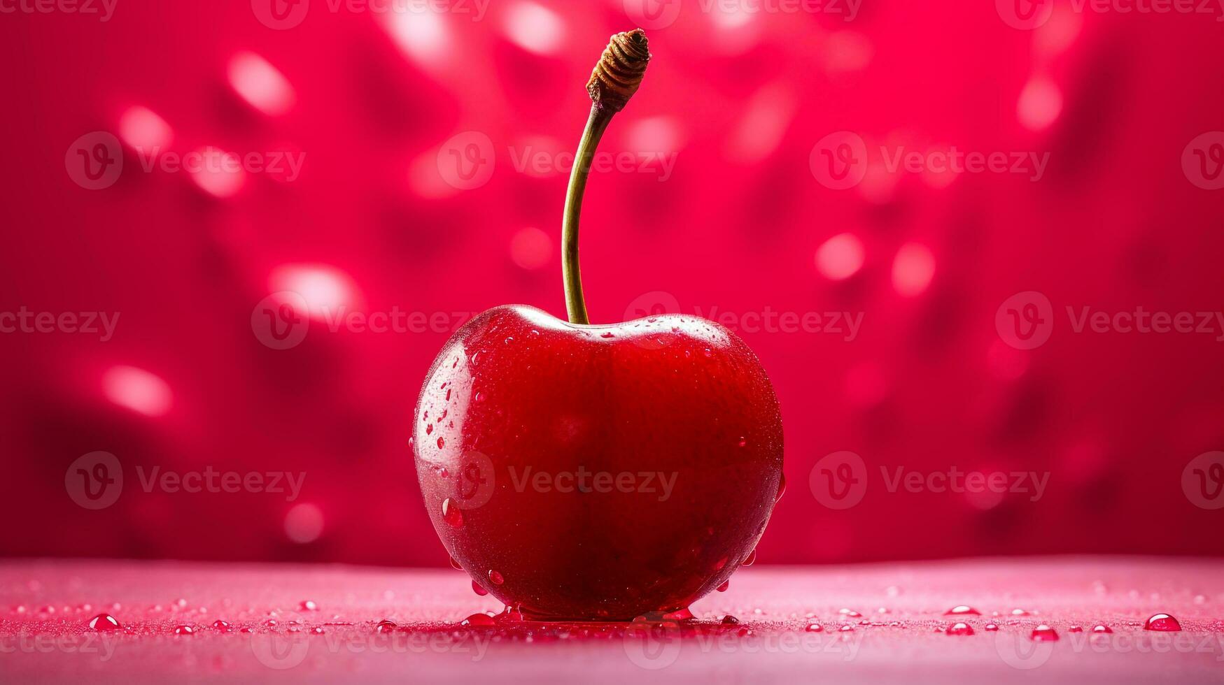 Foto von Kirsche Obst Hälfte gegen ein bunt abstrakt Hintergrund. generativ ai