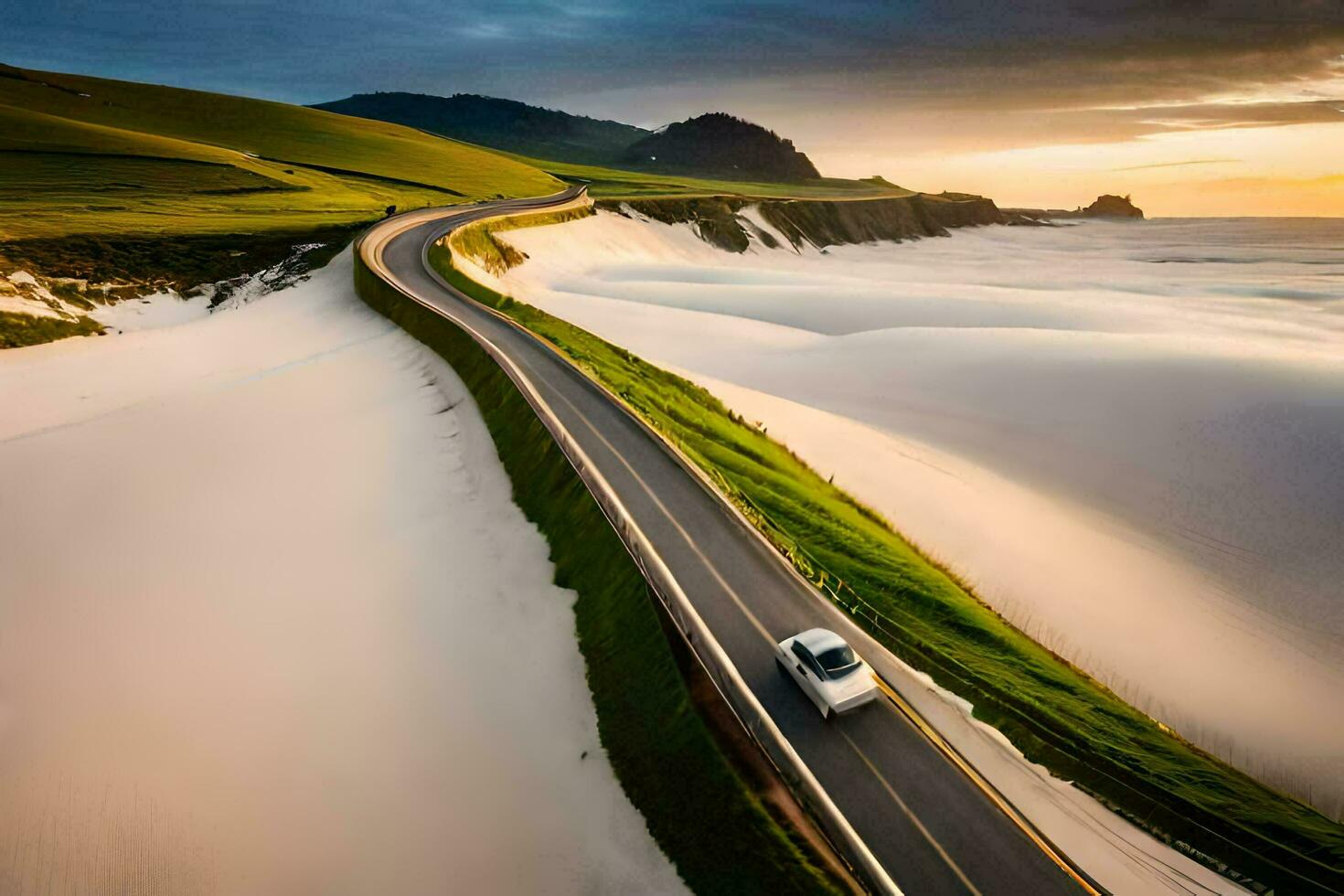 das Straße zu das Meer. KI-generiert foto