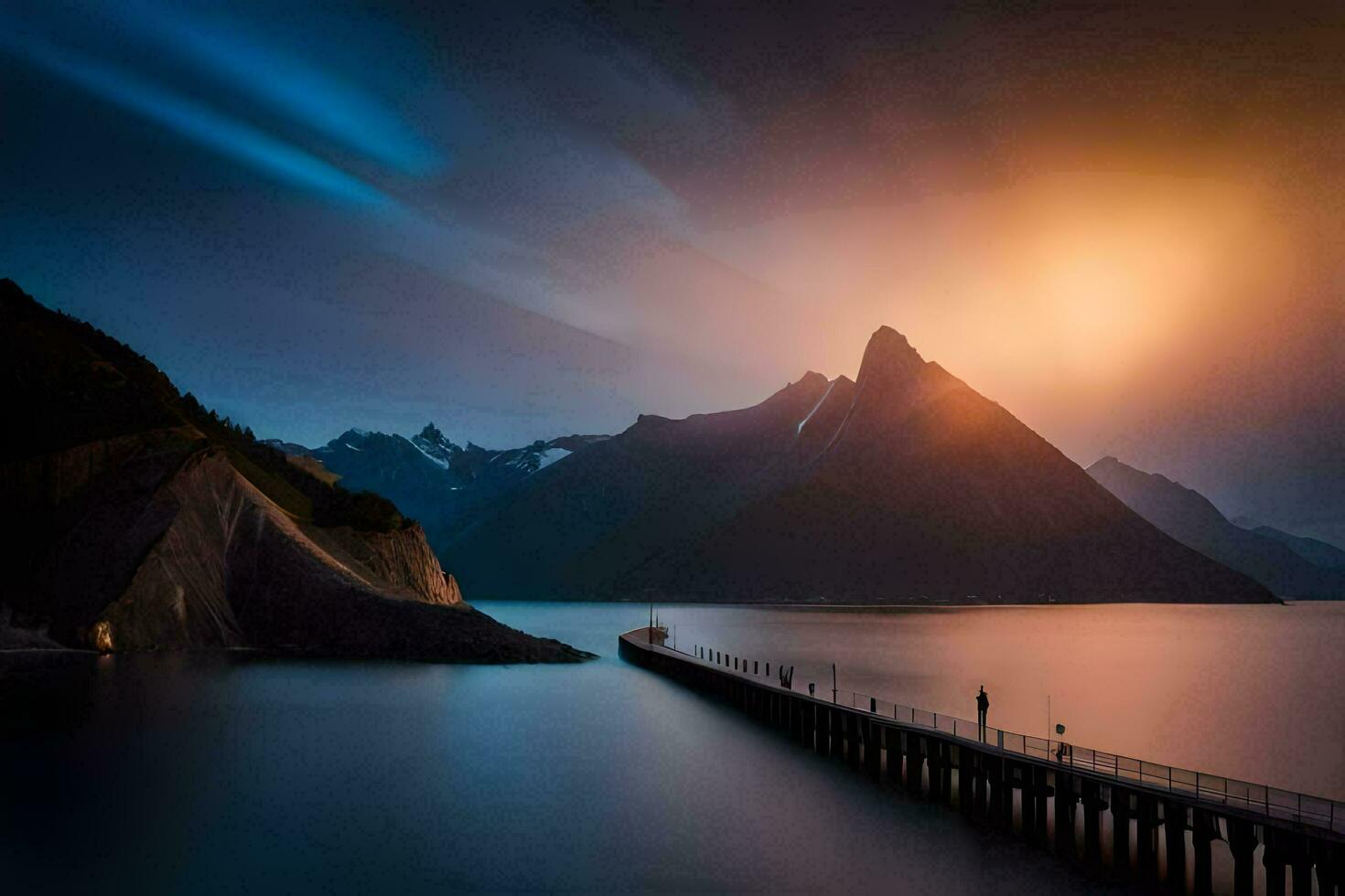 Foto Hintergrund das Himmel, Berge, Wasser, das Meer, das Himmel, das Berge, Die. KI-generiert