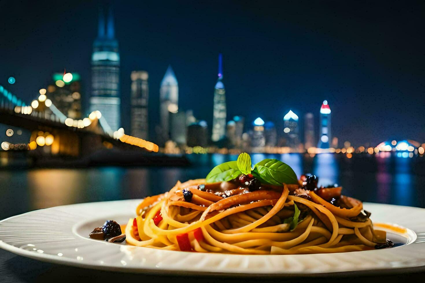 Italienisch Essen im das Stadt. KI-generiert foto