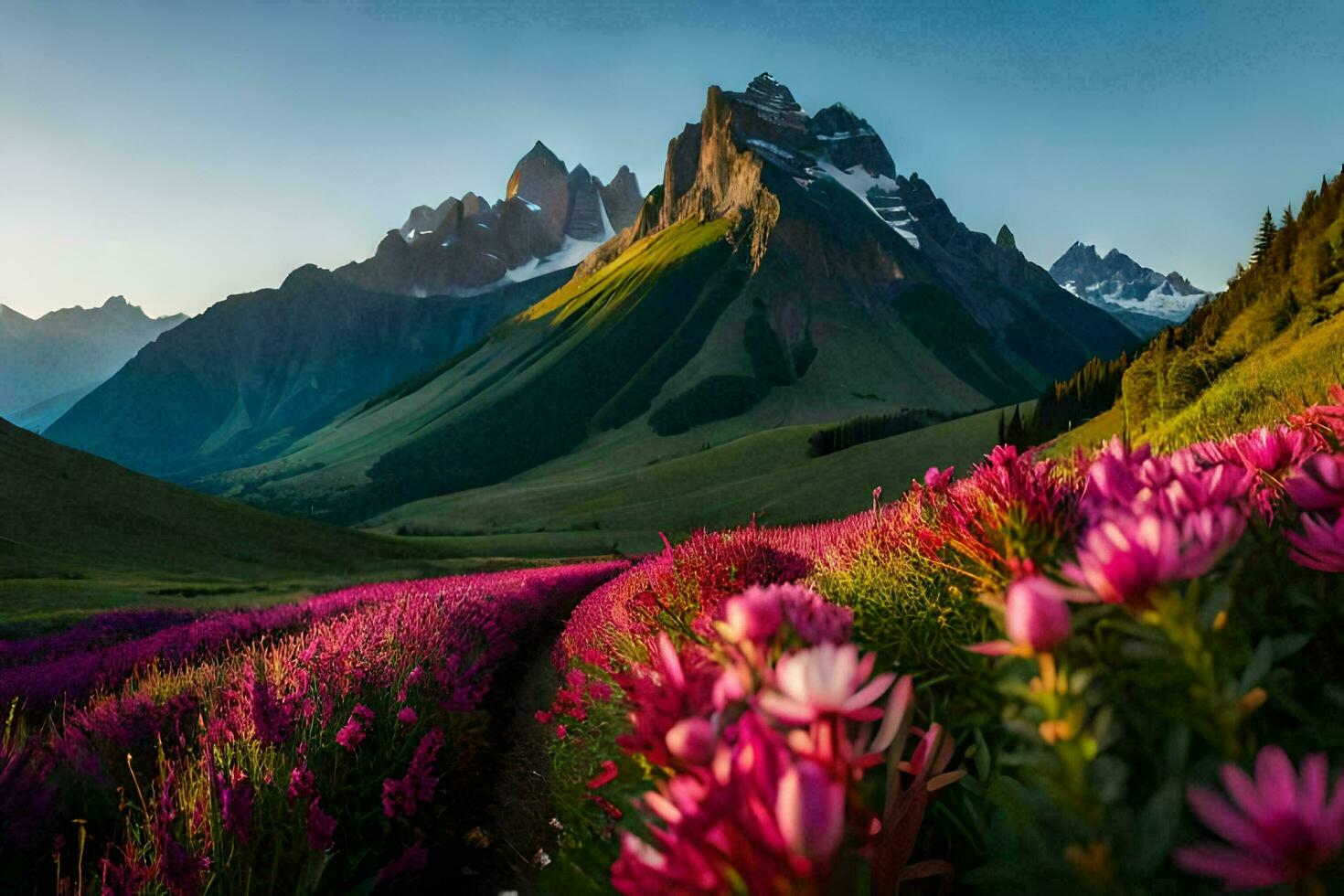 das Blumen von das Berge. KI-generiert foto