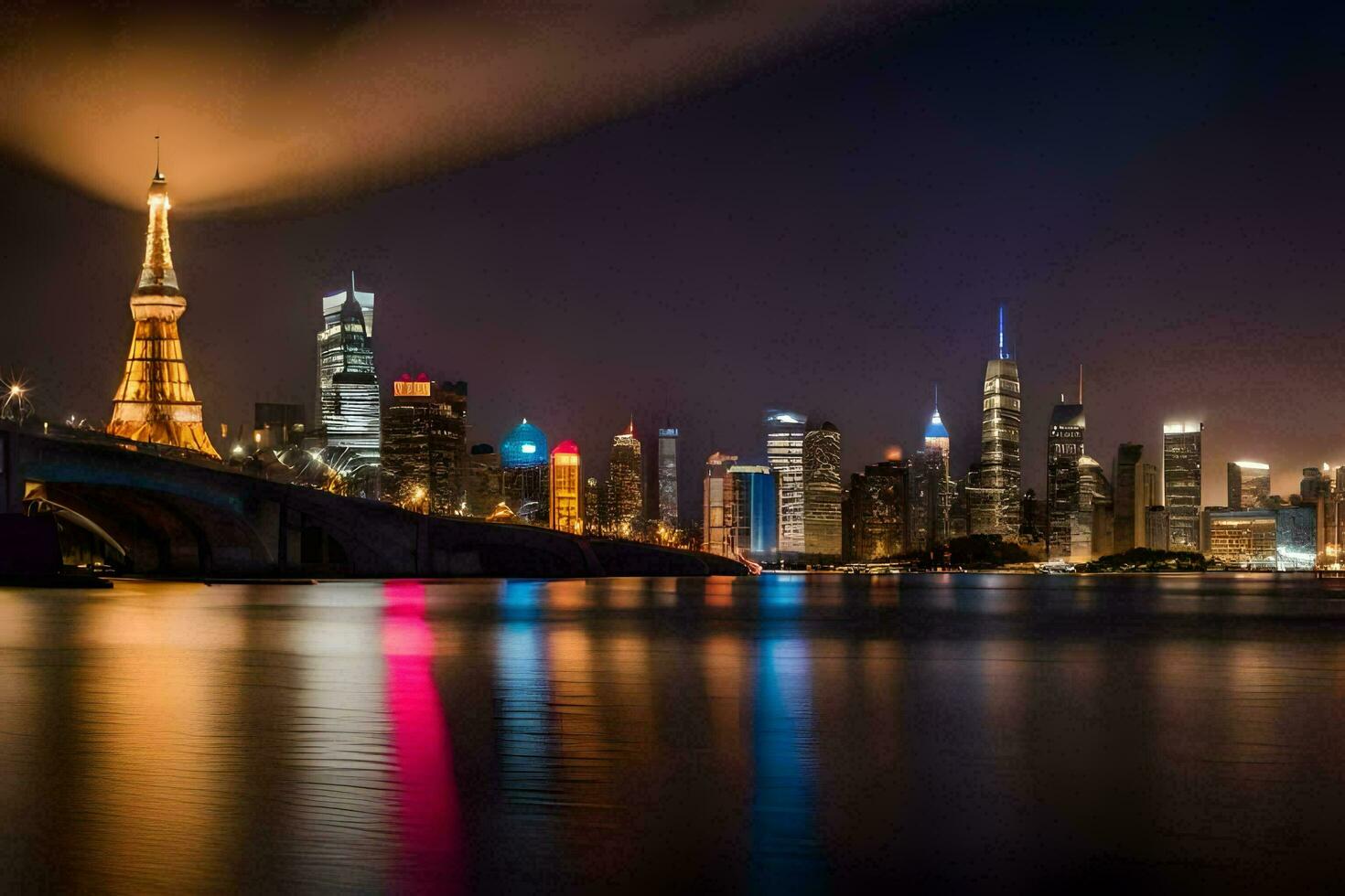 das Shanghai Horizont beim Nacht. KI-generiert foto