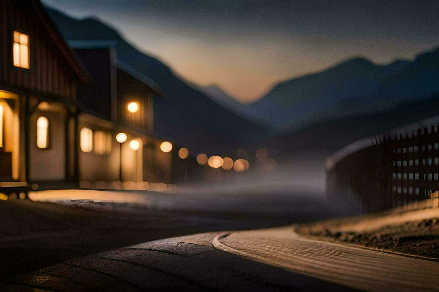 Foto Hintergrund das dunkel, das Straße, das Berge, das Nacht, das Berge, das Straße. KI-generiert