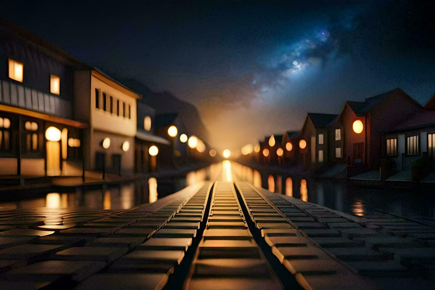 Foto Hintergrund das Himmel, Nacht, das Stadt, das Straße, das Gebäude, das Beleuchtung,. KI-generiert