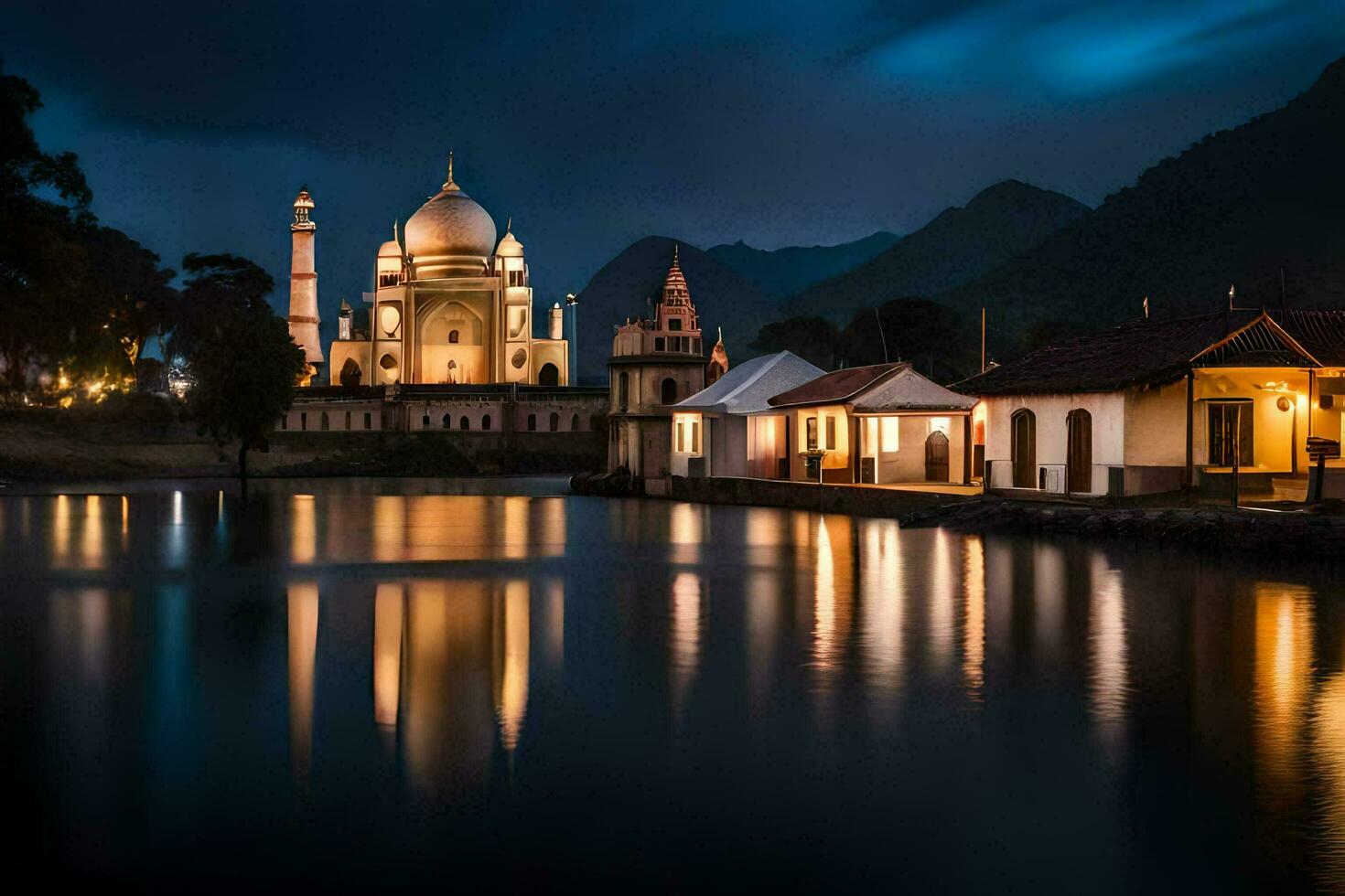 das taj Mahal im das Nacht. KI-generiert foto