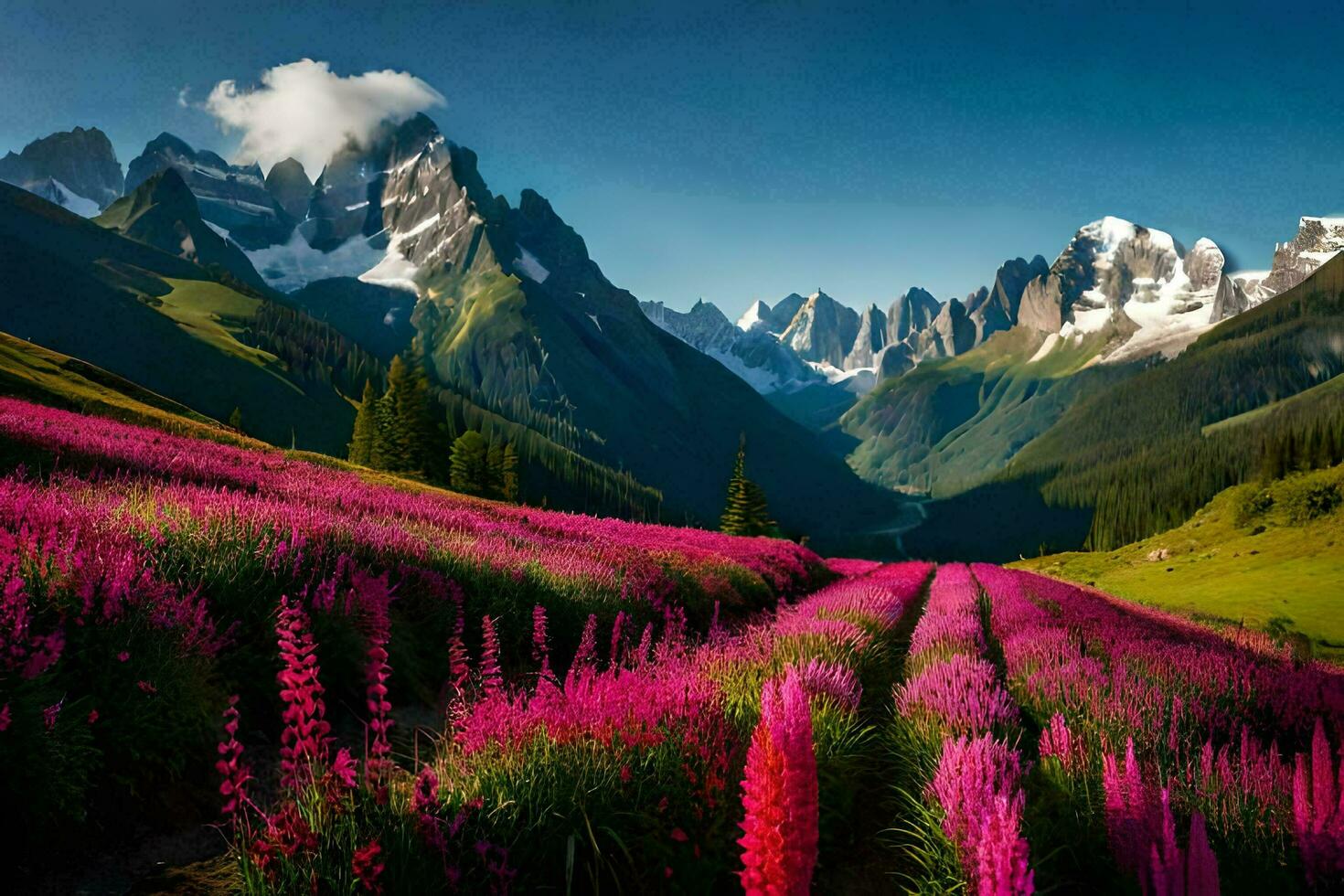 das Blumen von das Alpen, Alpen, Alpen, Alpen, Alpen,. KI-generiert foto