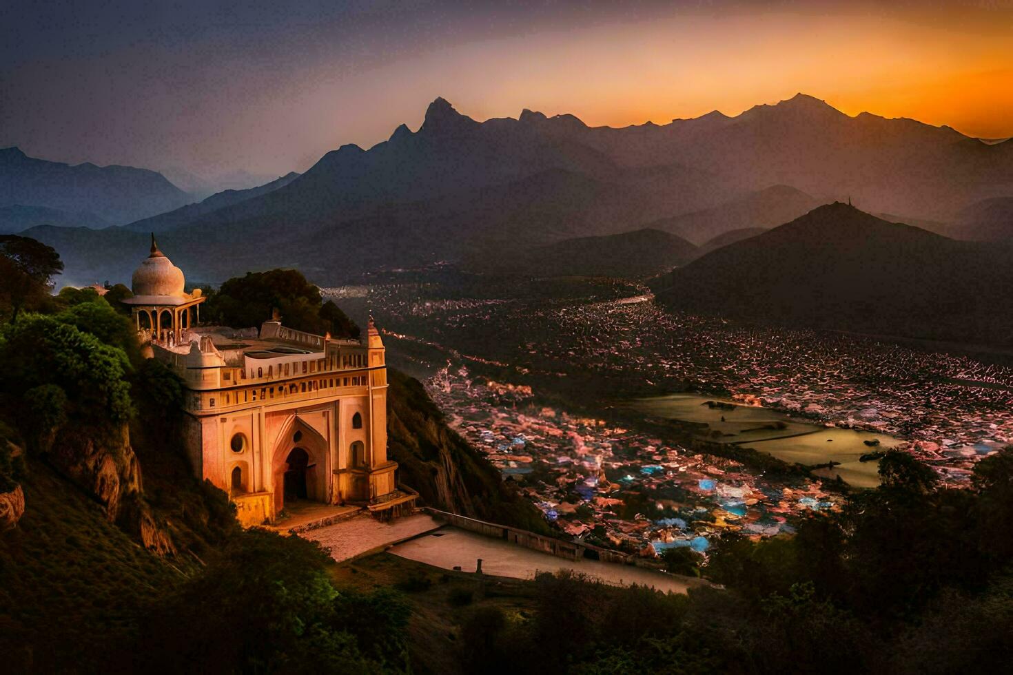 das Stadt von Person im Indien. KI-generiert foto