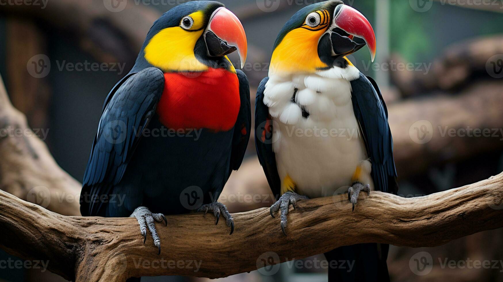 Foto von herzzerreißend zwei Tukane mit ein Betonung auf Ausdruck von Liebe. generativ ai