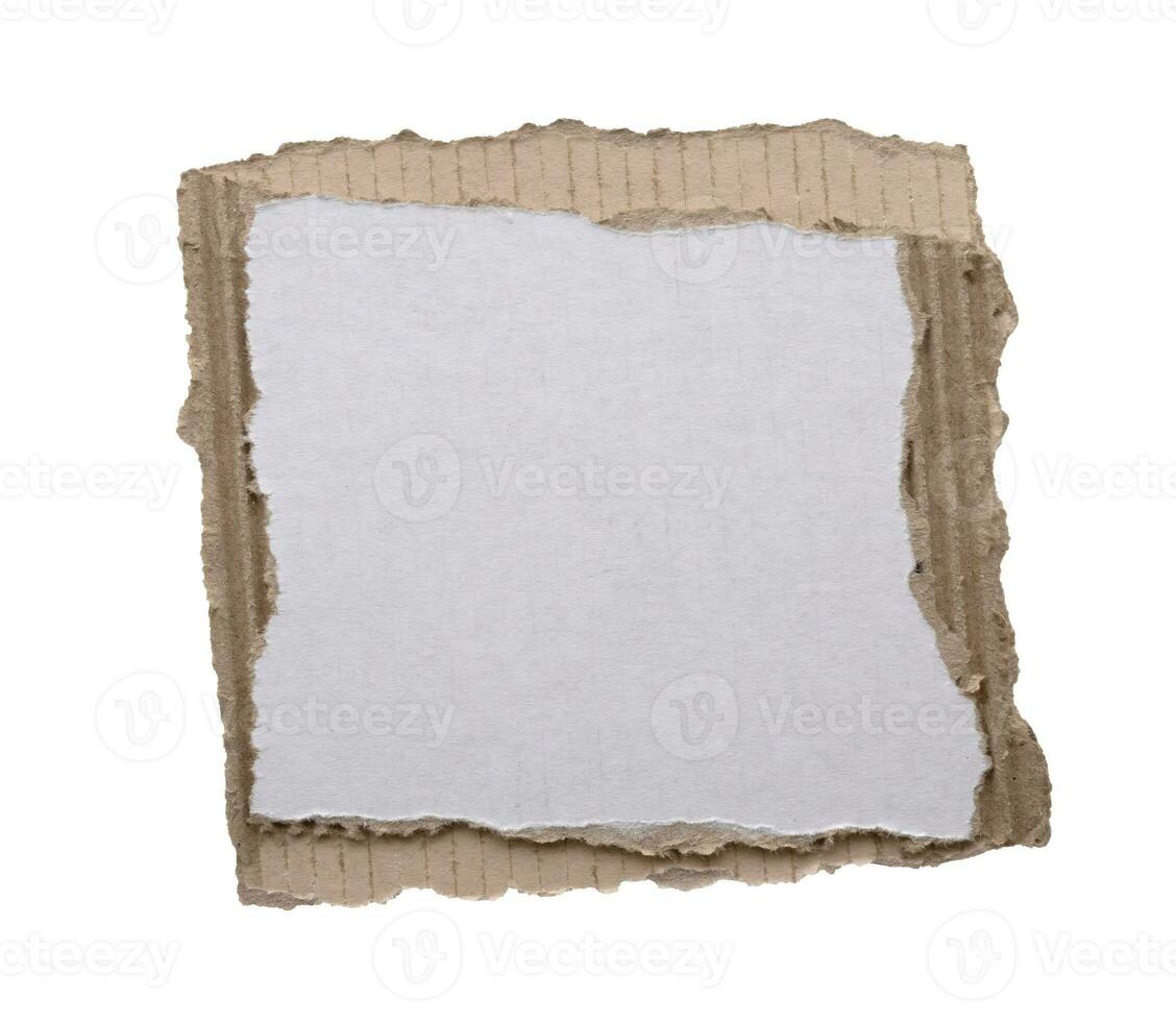 Stück von Weiß Papier zerreißen isoliert auf Weiß Hintergrund foto
