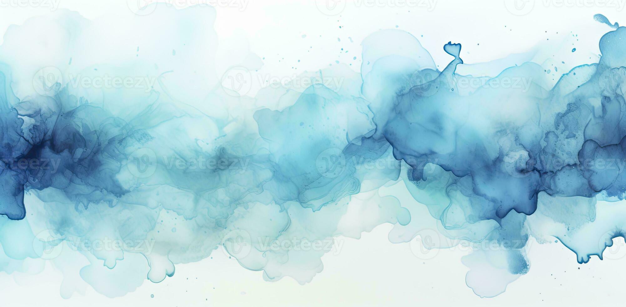 abstrakt Blau Aquarell Kunst mit Tinte Stelle Akzente. ai generiert foto