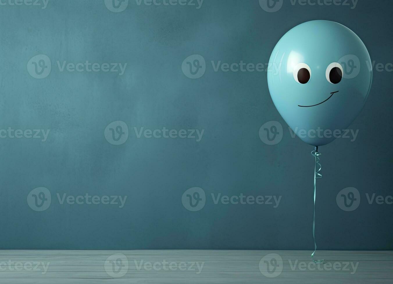 ausdrucksvoll Ballon mit Einstellung Emoji gegen ein Blau Mauer. ai generiert foto