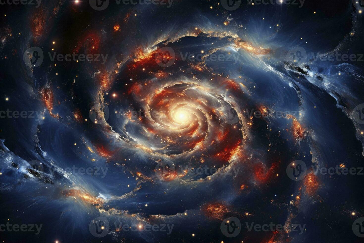 stellar Spiral- Galaxis inmitten das sternenklar Tiefe von Raum. ai generiert foto