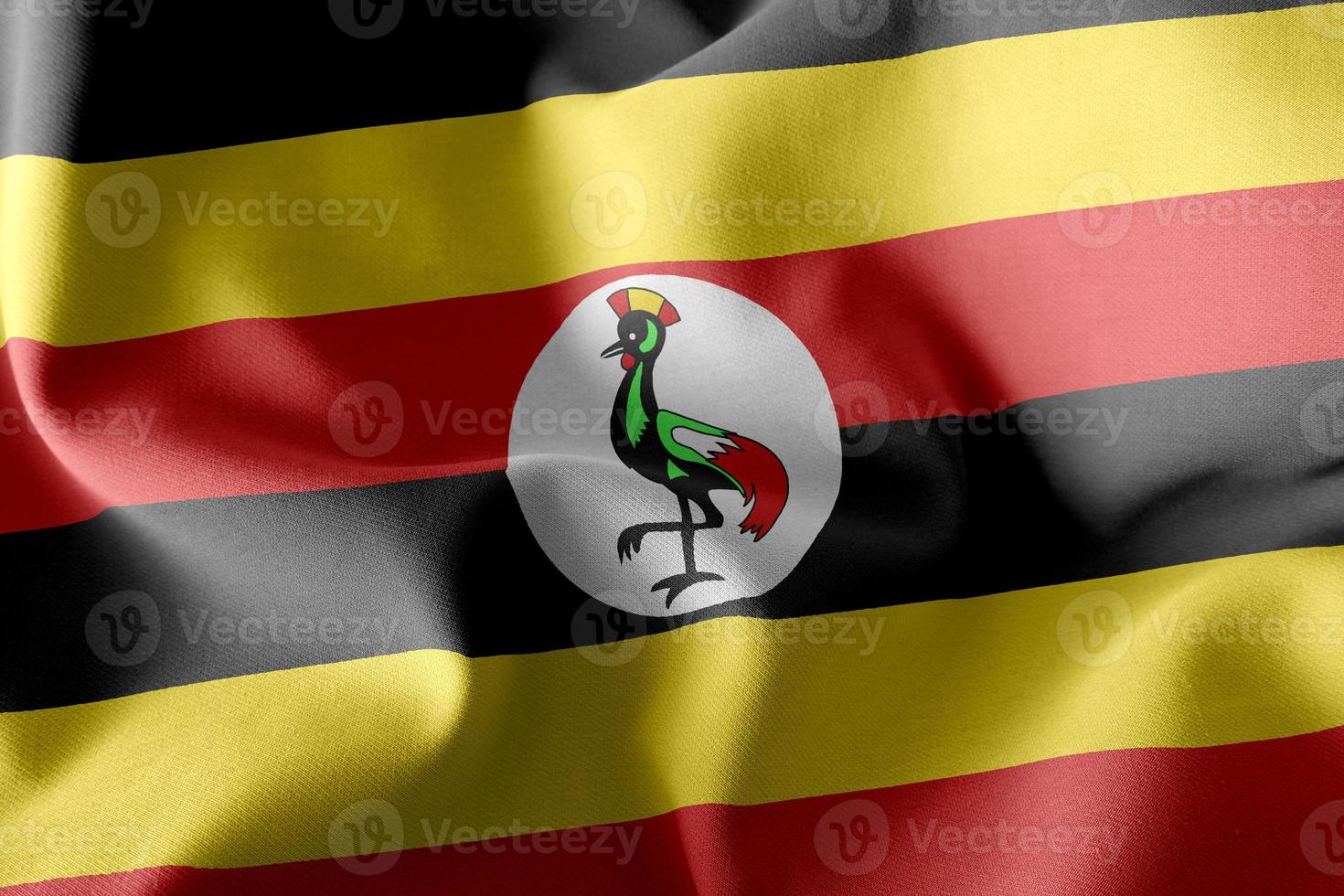 3D-Rendering-Abbildung Flagge von Uganda. foto
