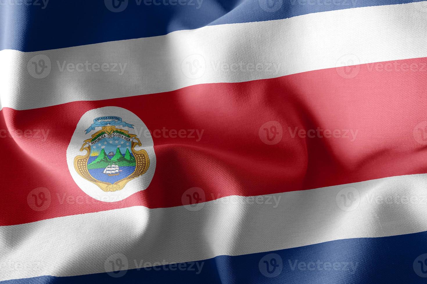 3D-Rendering-Darstellung Großansicht Flagge von Costa Rica. foto