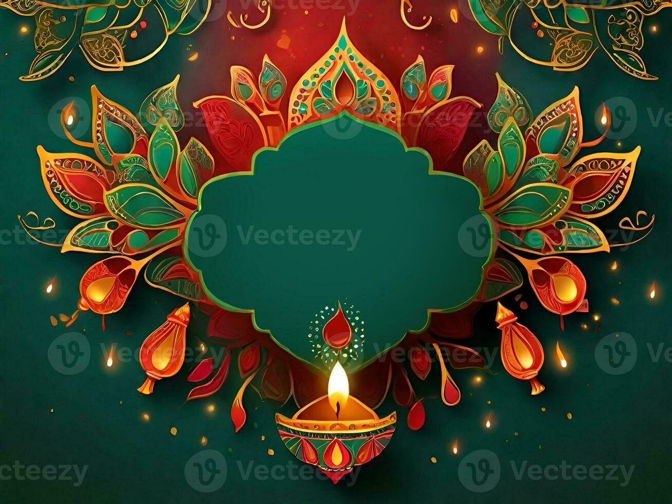 glücklich Diwali Vorlage mit leer Raum oder Bild Raum auf ein Festival-Look Hintergrund durch ai generiert foto
