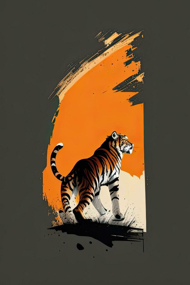 ai generiert Tiger auf ein Grunge Hintergrund. Vektor Illustration. Design Element. foto