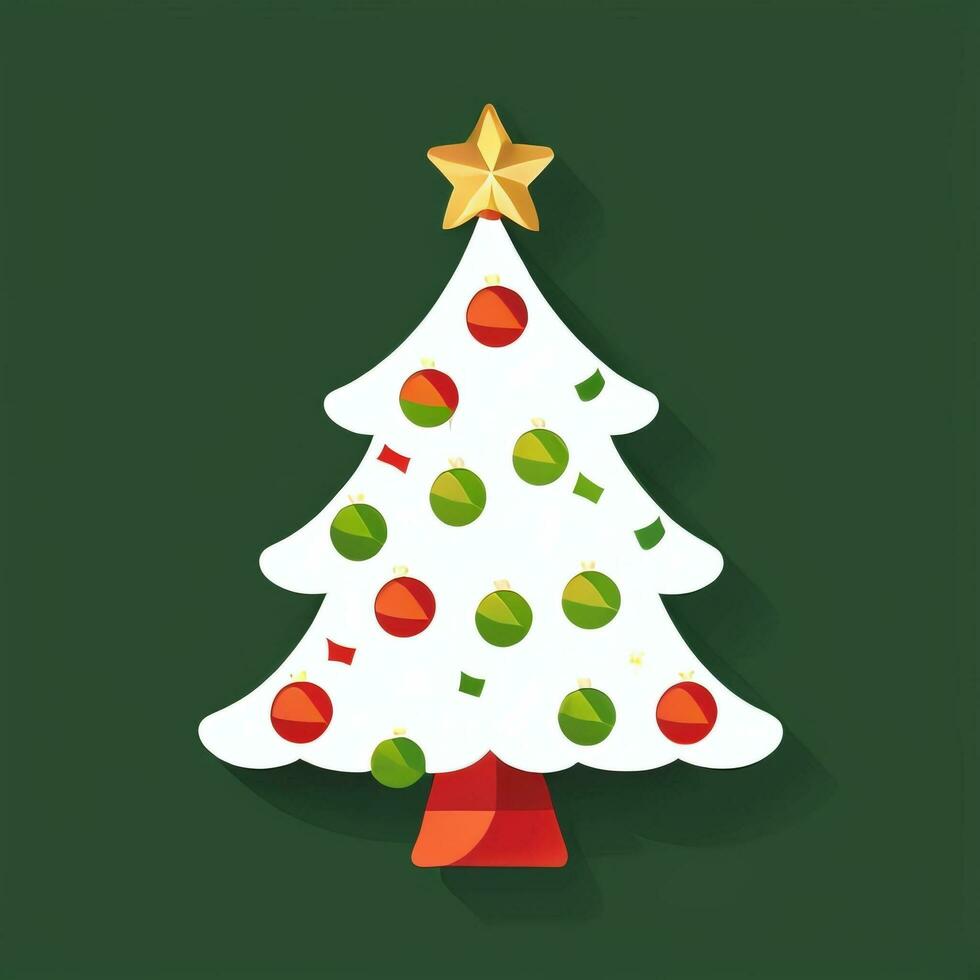ai generiert Weihnachten Baum Clip Kunst Symbol Aufkleber Dekoration einfach Hintergrund foto