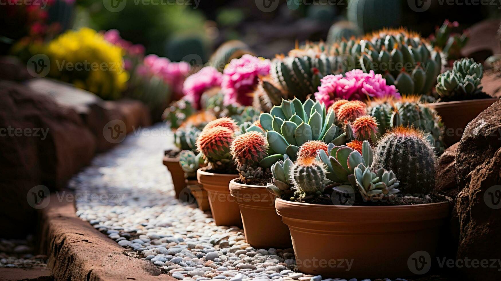 Kaktus im das Blumentopf beim das botanisch Garten. ai generiert. foto