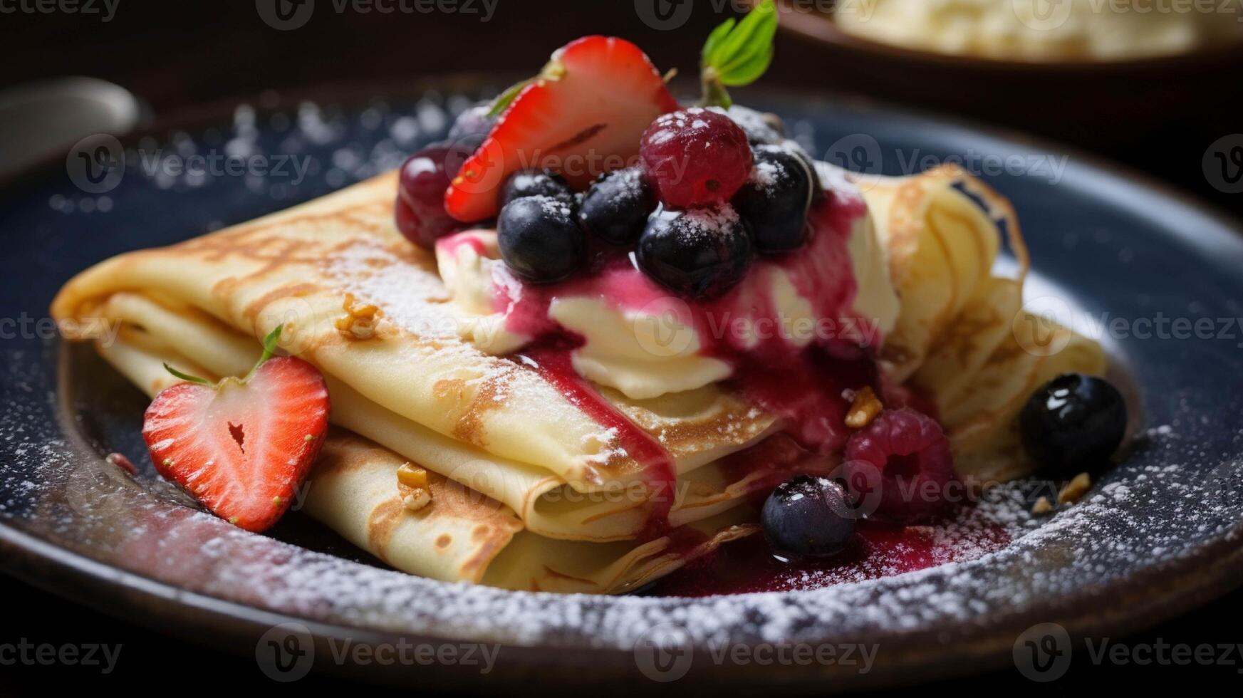 Pfannkuchen mit Beeren und Walnüsse generiert mit ai foto