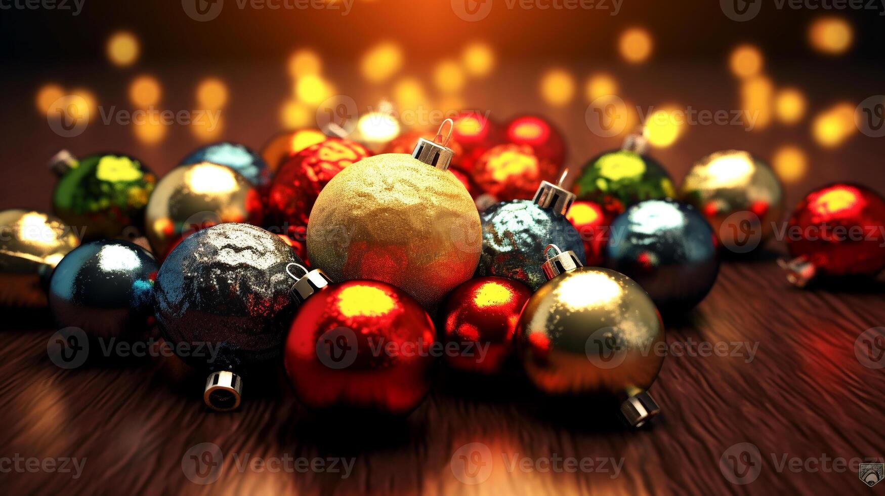 Winter saisonal fröhlich Weihnachten und glücklich Neu Jahr Hintergrund Hintergrund, Vorlage, Banner, Poster, Urlaub Design, schön Weihnachten Ball Kugel Weihnachten Baum Ornament. ai generiert. foto