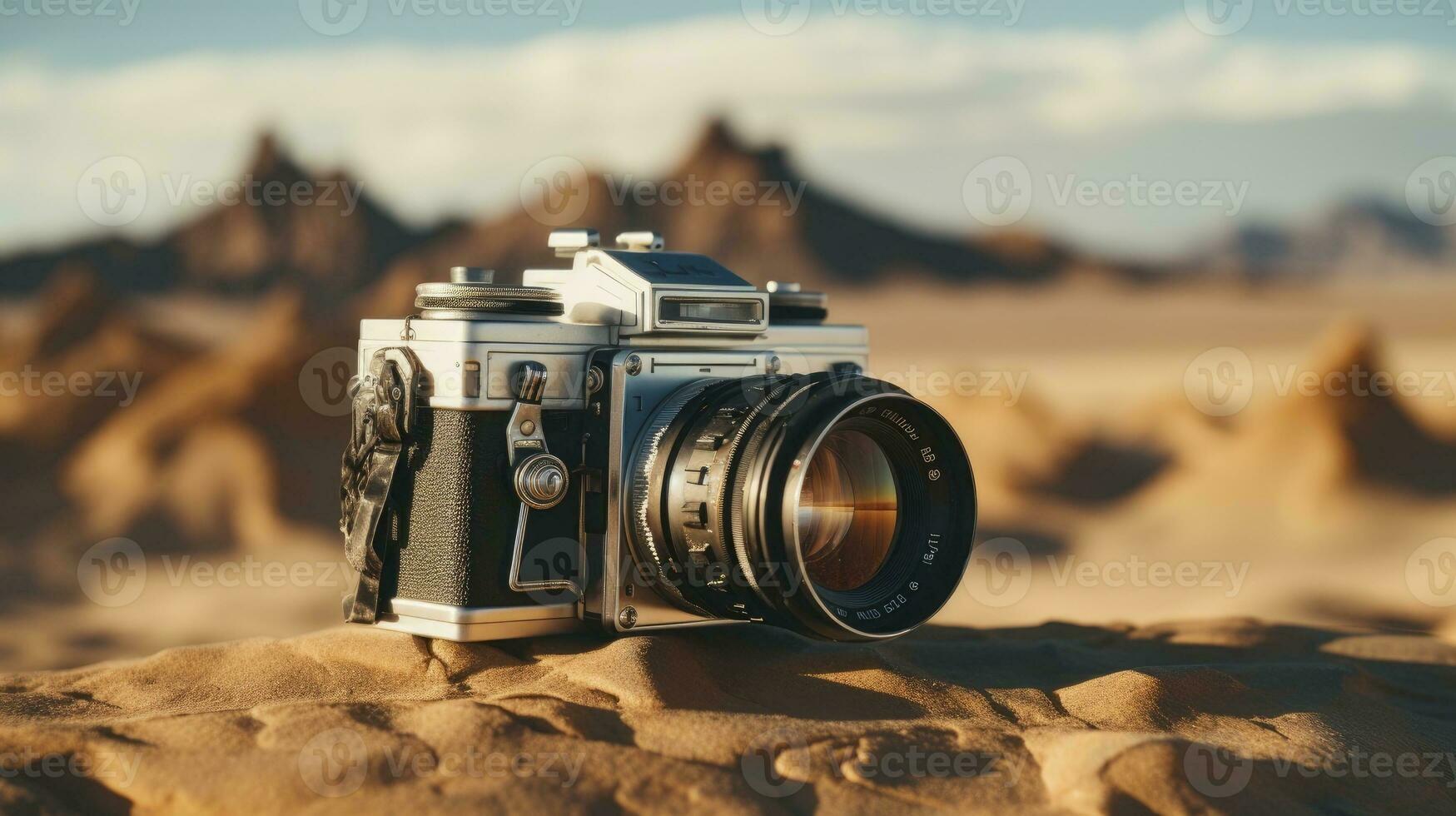 Film Kamera mit Natur Hintergrund, Kopieren Raum, generativ ai foto