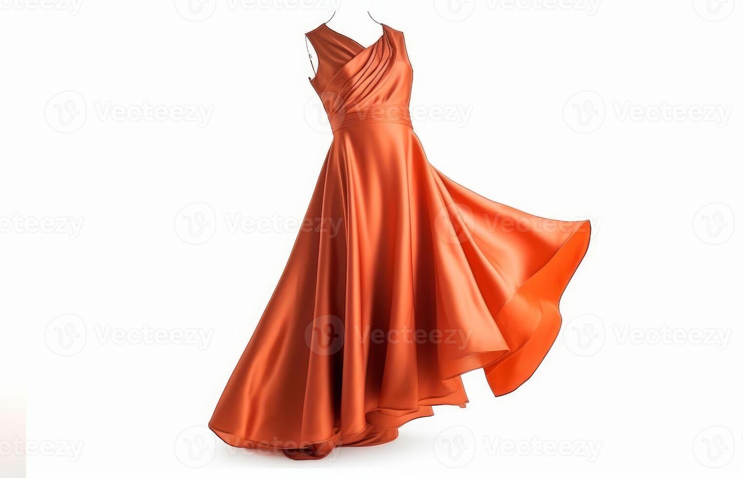 ai generativ Orange Kleid isoliert auf Weiß Hintergrund Exemplar, Kleid spotten oben foto