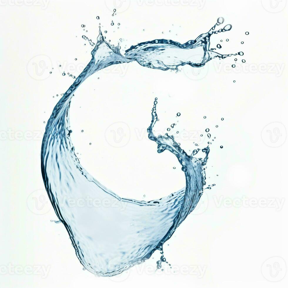 Blau Wasser Spritzen isoliert auf Weiß Hintergrund, Blau Wasser Spritzen Welle, Wasser Tropfen und Krone von Spritzen von Wasser foto