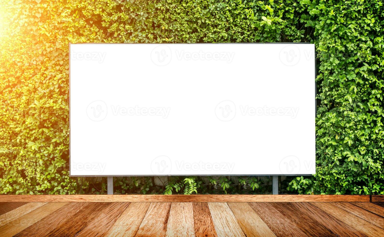 Weiß Plakatwand auf Frühling Sommer- Grün Blätter foto