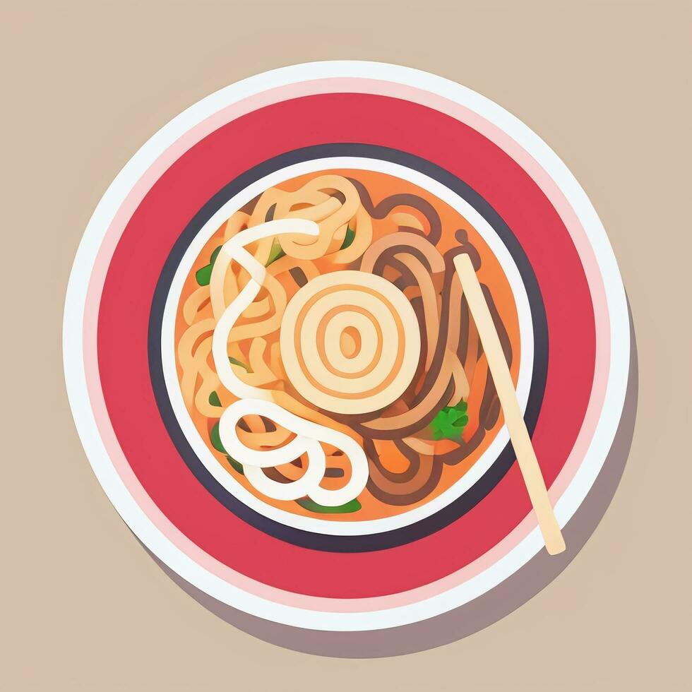 ai generiert Ramen Nudel Porträt Benutzerbild Clip Kunst Spieler Symbol Aufkleber Dekoration einfach Hintergrund foto