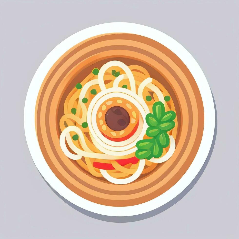 ai generiert Ramen Nudel Porträt Benutzerbild Clip Kunst Spieler Symbol Aufkleber Dekoration einfach Hintergrund foto