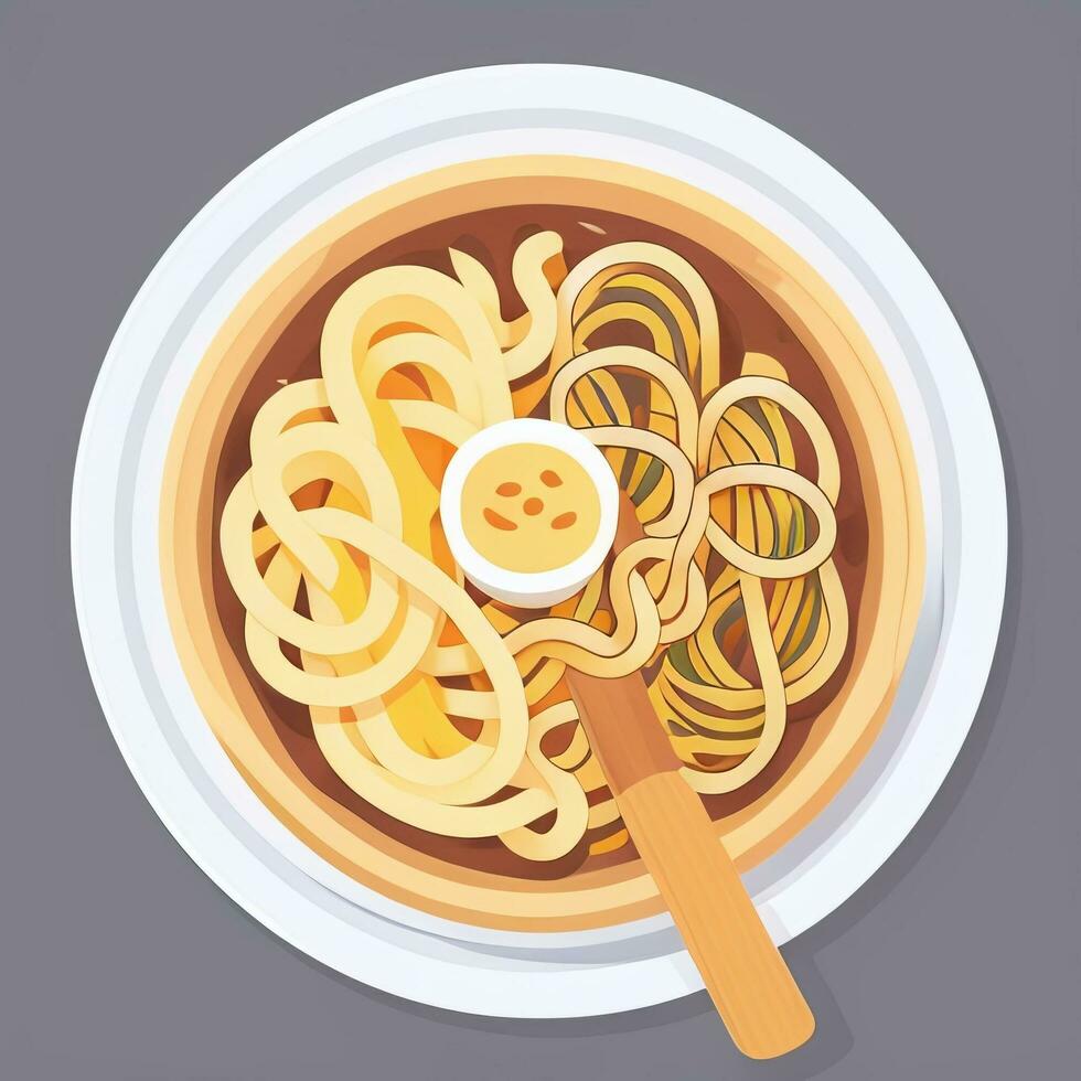 ai generiert Ramen Nudel Porträt Benutzerbild Clip Kunst Spieler Symbol Aufkleber Dekoration einfach Hintergrund foto