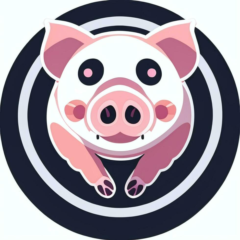 ai generiert Schwein Symbol Benutzerbild Spieler Clip Kunst Aufkleber Dekoration einfach Hintergrund foto