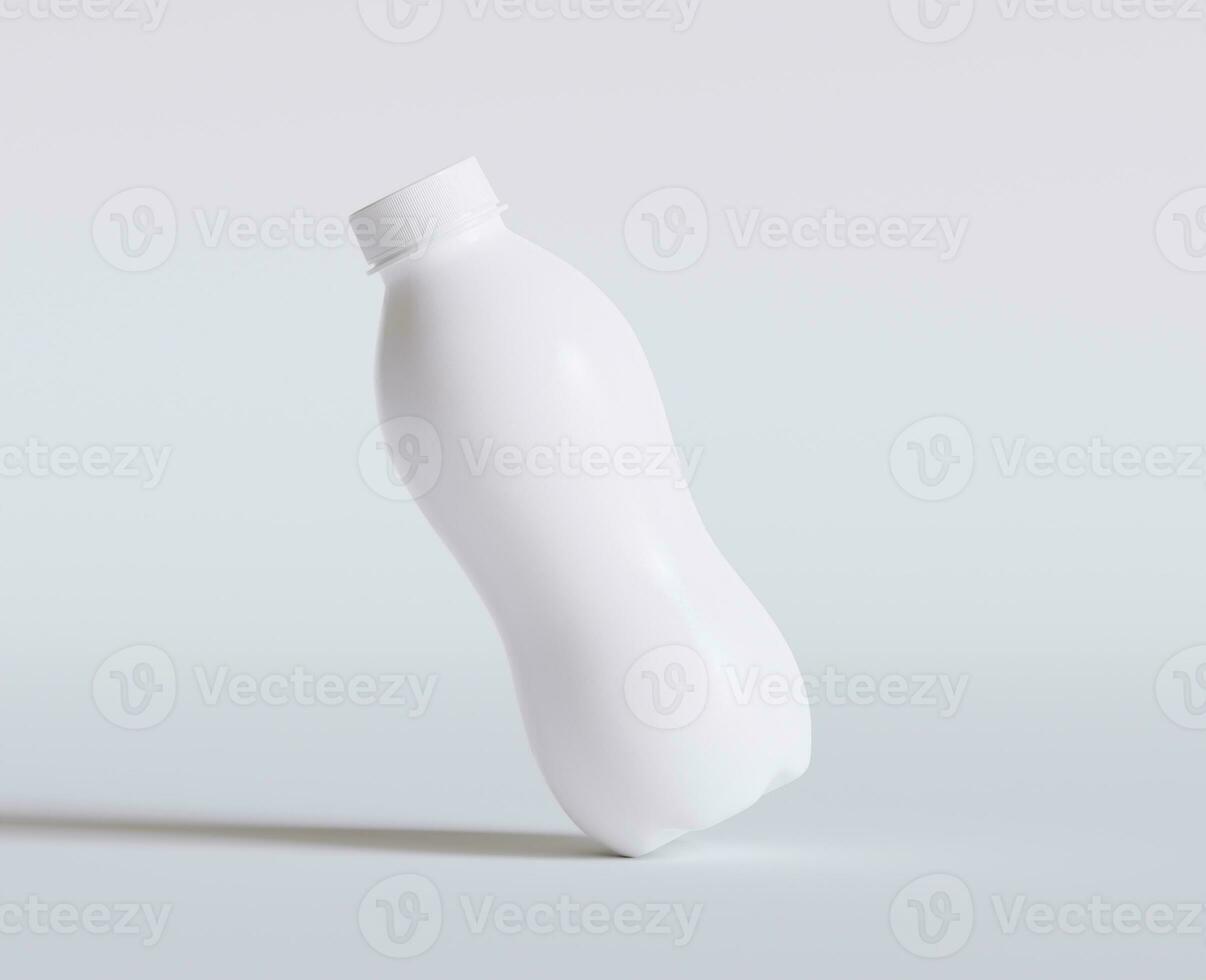 Milch Plastik Flasche Weiß Farbe und realistisch Textur Rendern 3d foto