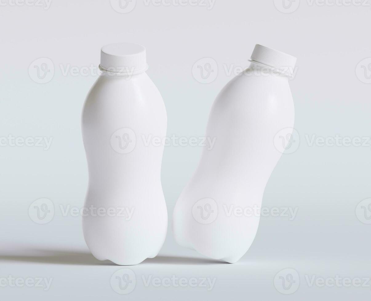 Milch Plastik Flasche Weiß Farbe und realistisch Textur Rendern 3d foto