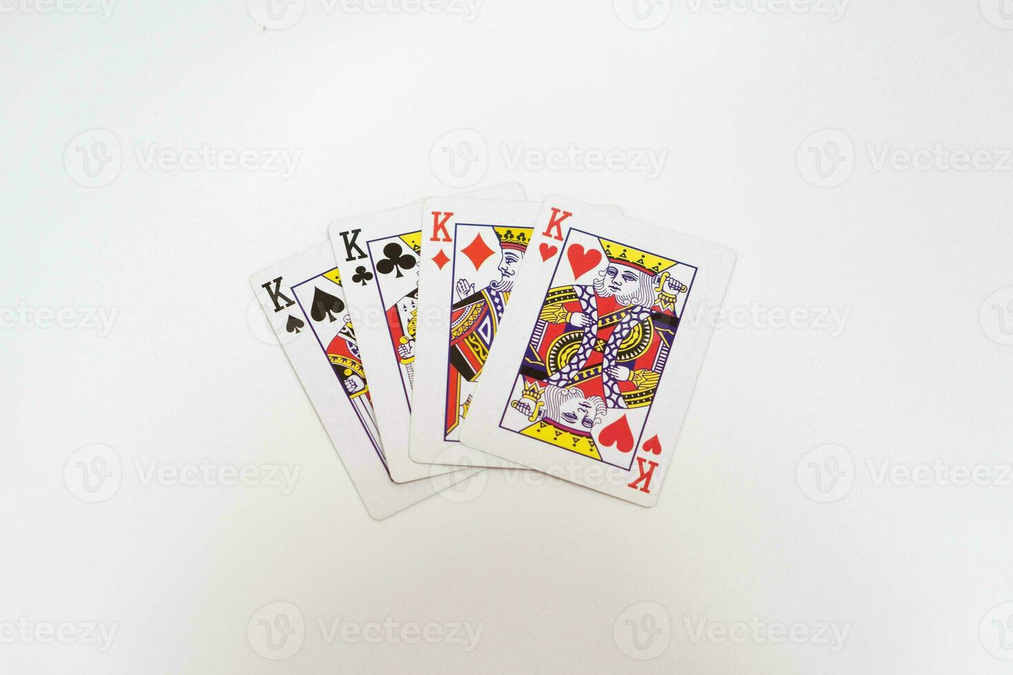 4 Könige im ein Reihe spielen Karten, isoliert auf Weiß foto