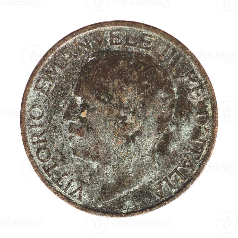 alte italienische lira mit vittorio emanuele iii könig isoliert über weiß foto