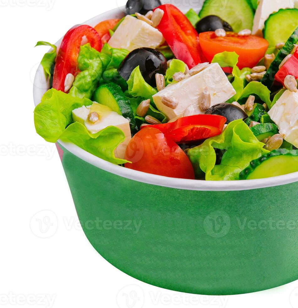 traditionell griechisch Salat mit Feta und Gemüse foto