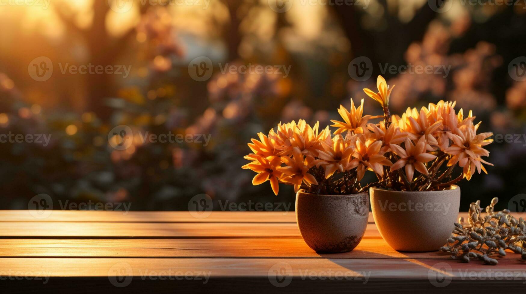 Gelb Blume im vas Foto realistisch auf Abend Sonne ai generiert