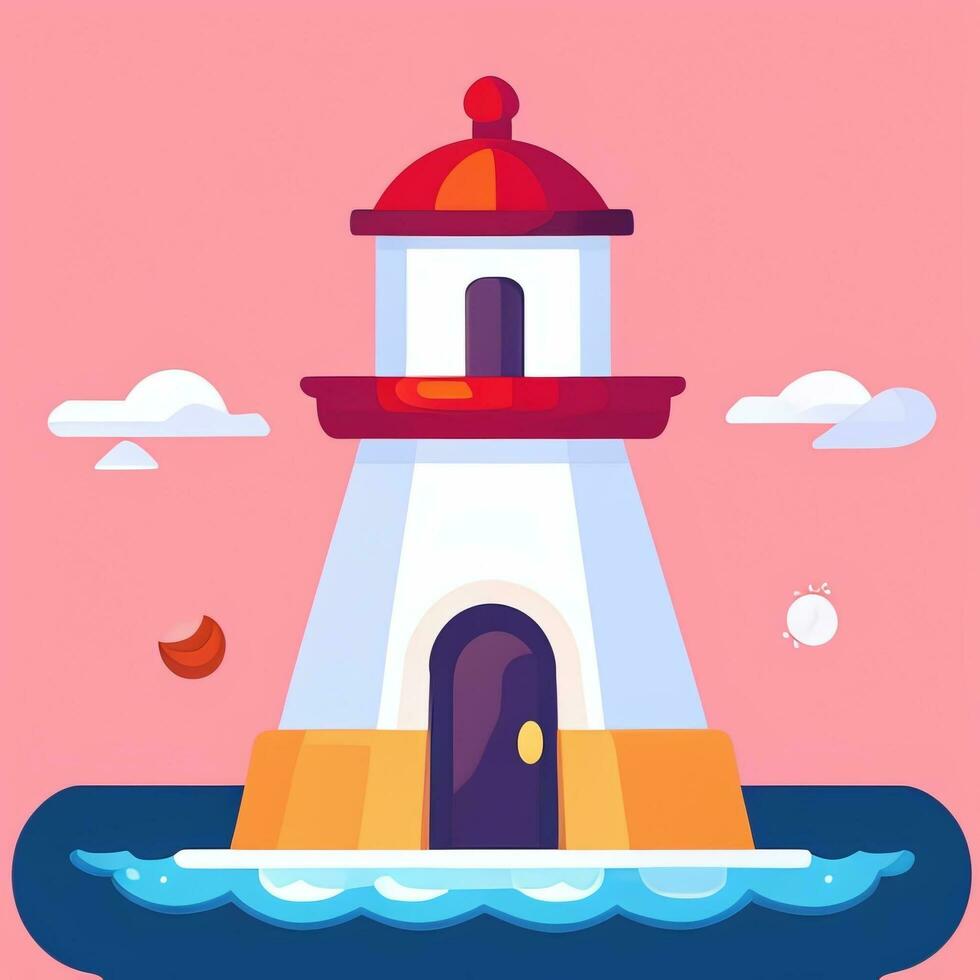 ai generiert Leuchtturm Logo Benutzerbild Clip Kunst Symbol Aufkleber Dekoration einfach Hintergrund foto