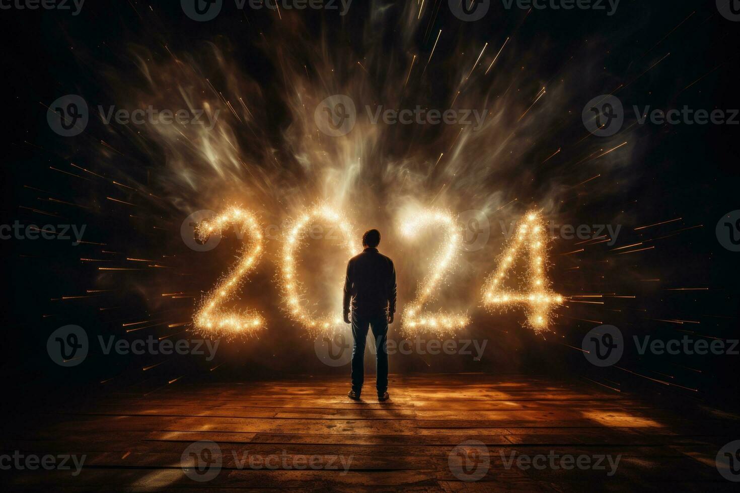 glücklich Neu Jahr Feier 2024 funkelt Banner generativ ai foto