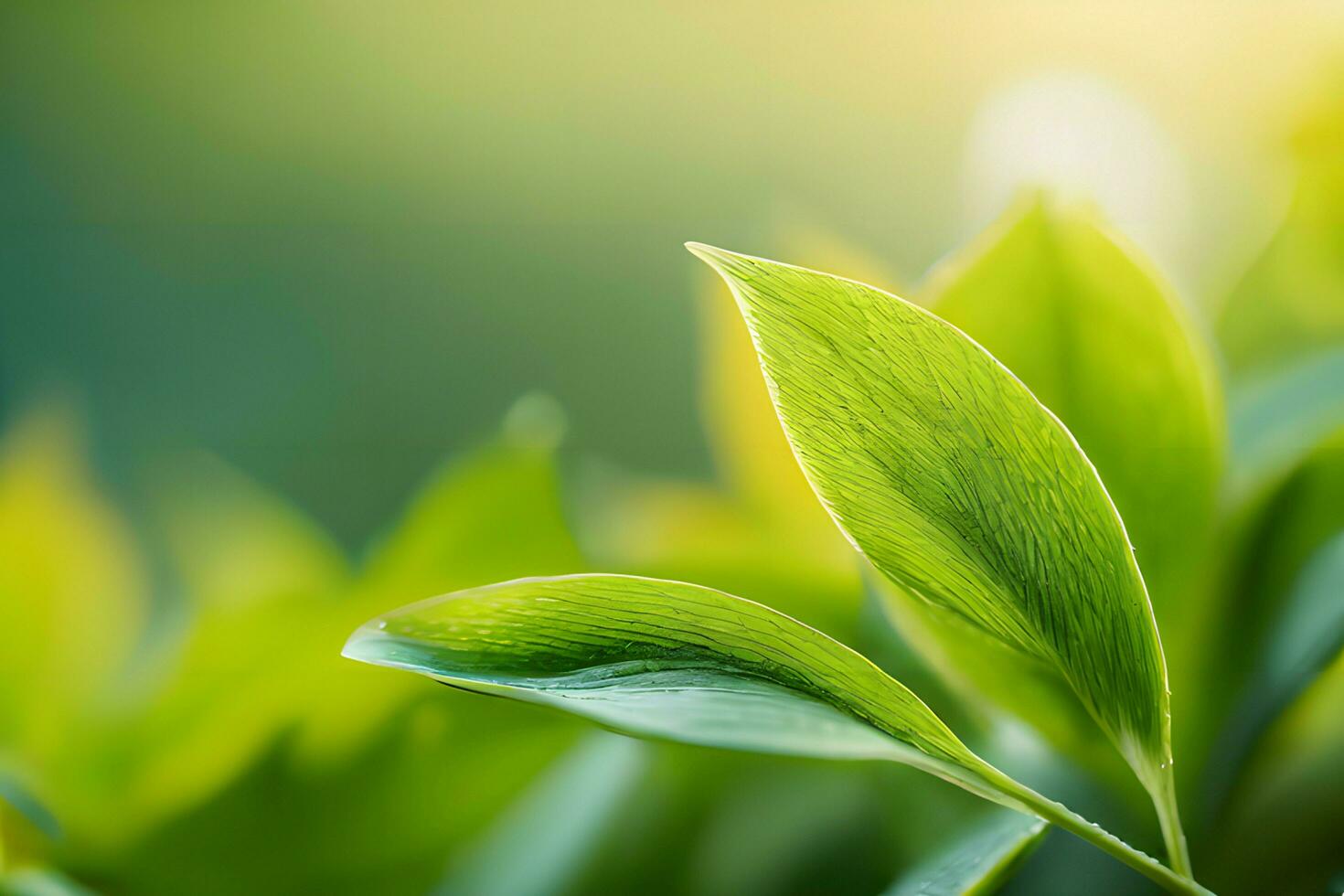 Pflanze schließen oben mit Grün und Tau Tropfen Hintergrund Bilder Hintergrund mit ai generiert foto