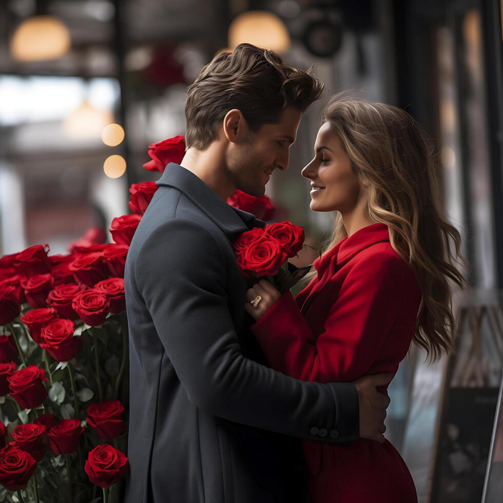 ein unvergesslich Vorschlag. ein Valentinstag Tag zu erinnern. ai generiert foto