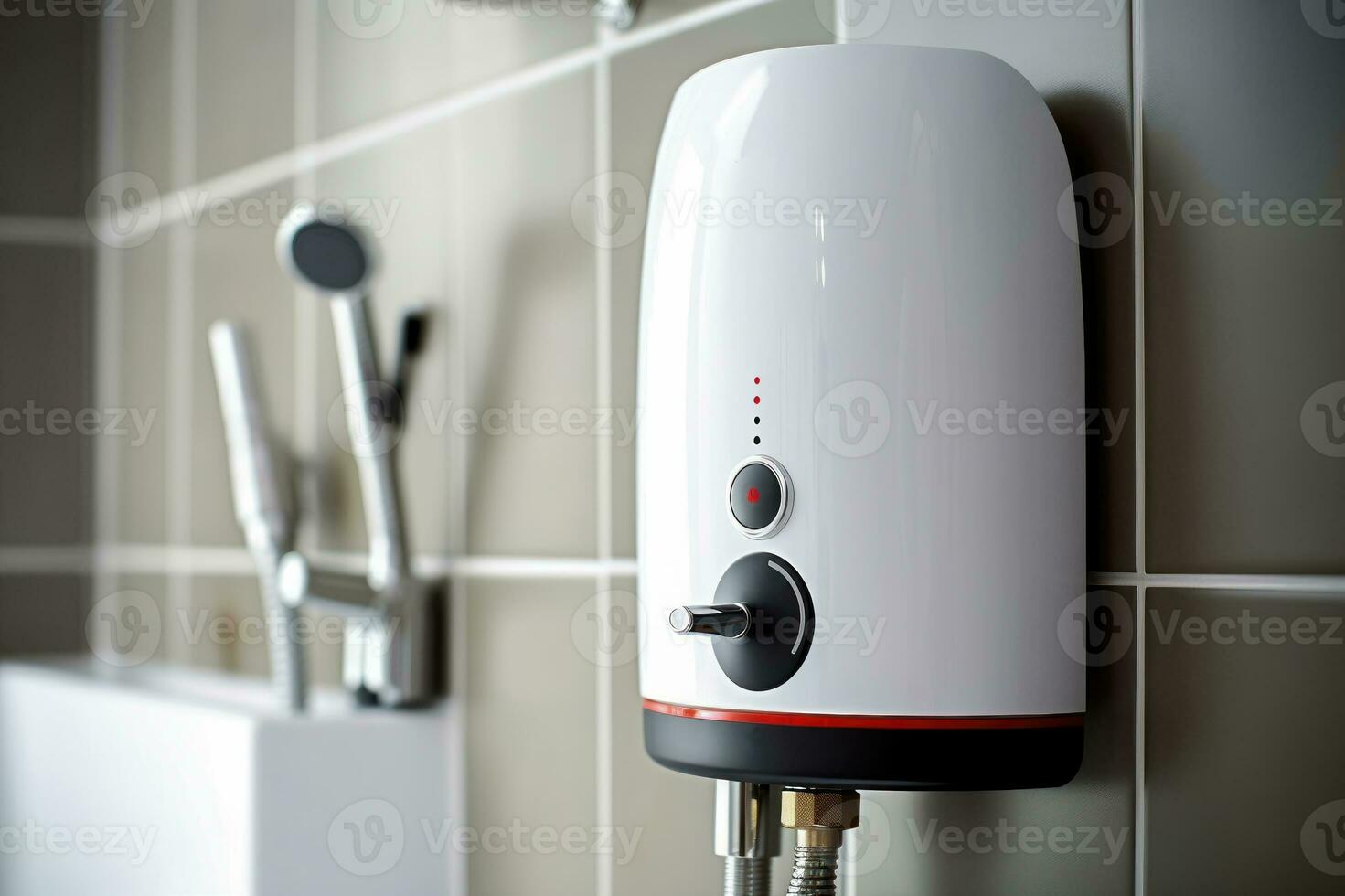 ai generiert Wärme auf Nachfrage - - Nahansicht von Heizung Ausrüstung im das Badezimmer - - generativ ai foto