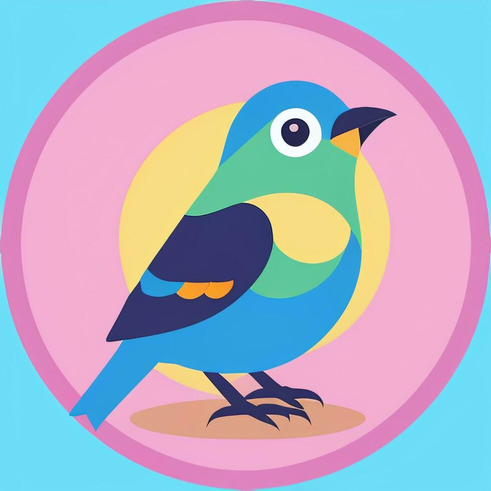 ai generiert bunt Vogel Logo Benutzerbild Clip Kunst Symbol Aufkleber Dekoration einfach Hintergrund foto