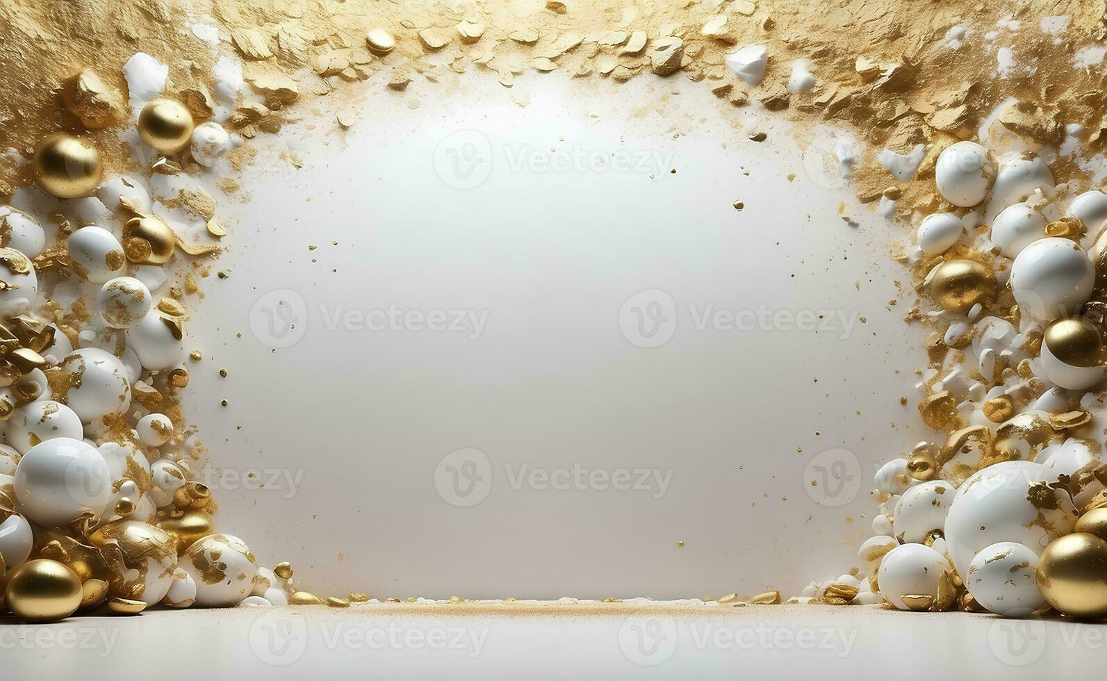 Luxus Weiß und Gold Hintergrund mit Raum im das Mitte. foto